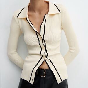 Mango Contrast Trims Cardigan